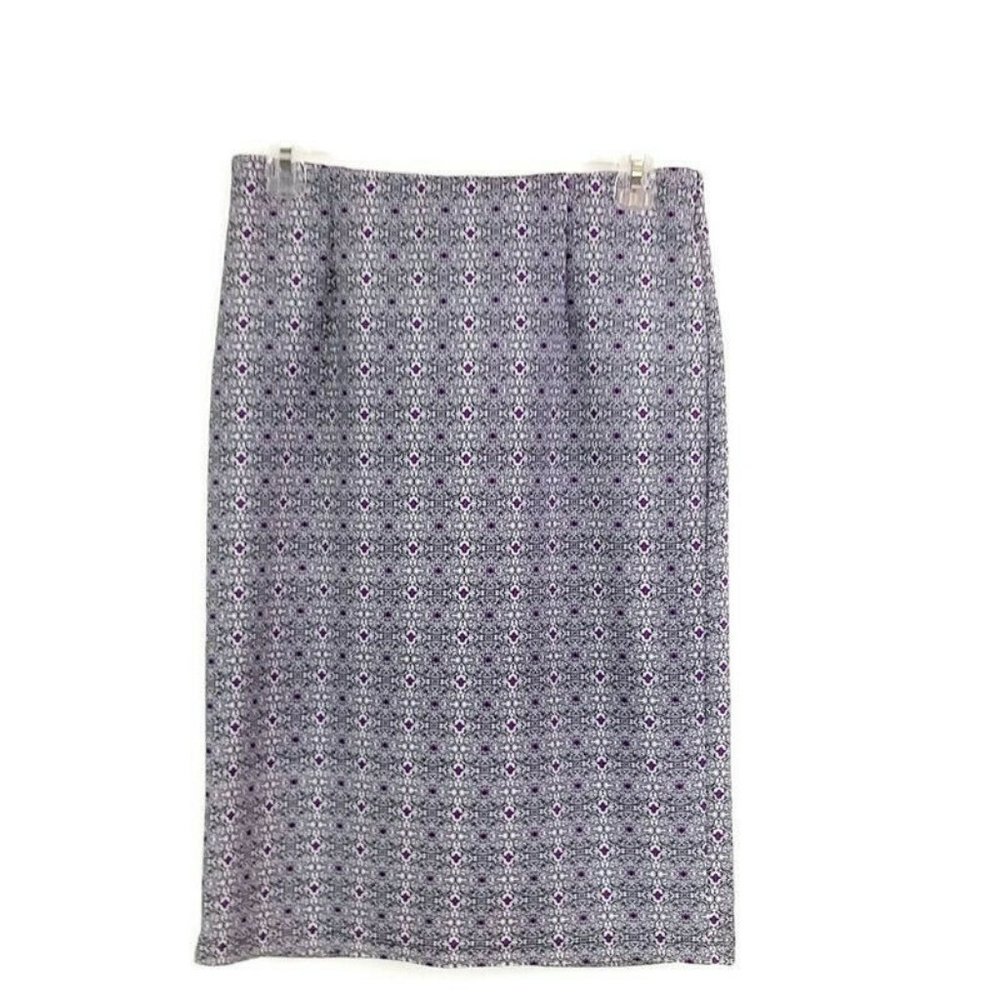 Cato Womens sz S Black Purple Printed Pull On Pencil Skirt Career Dress